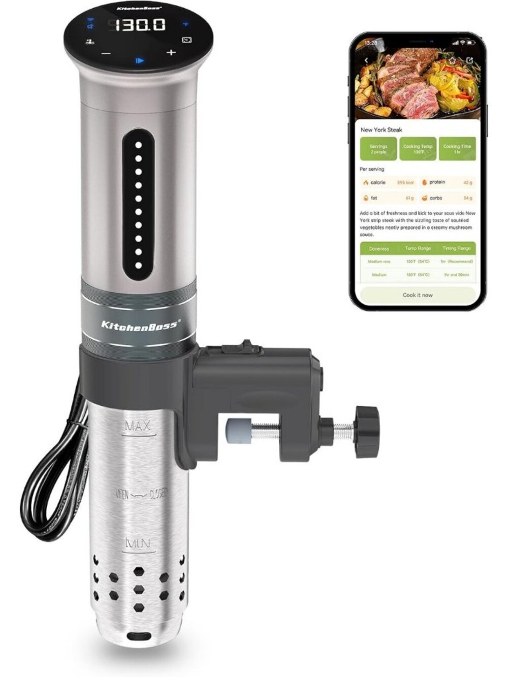 Ultra-Quiet 1100W Sous Vide Cooker - WiFi Precision Cooking for Perfect Meals
